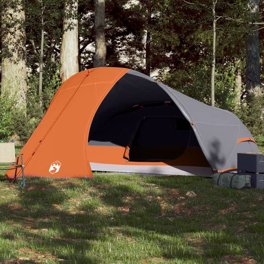 Camping Tent Dome 4-Person Orange Waterproof