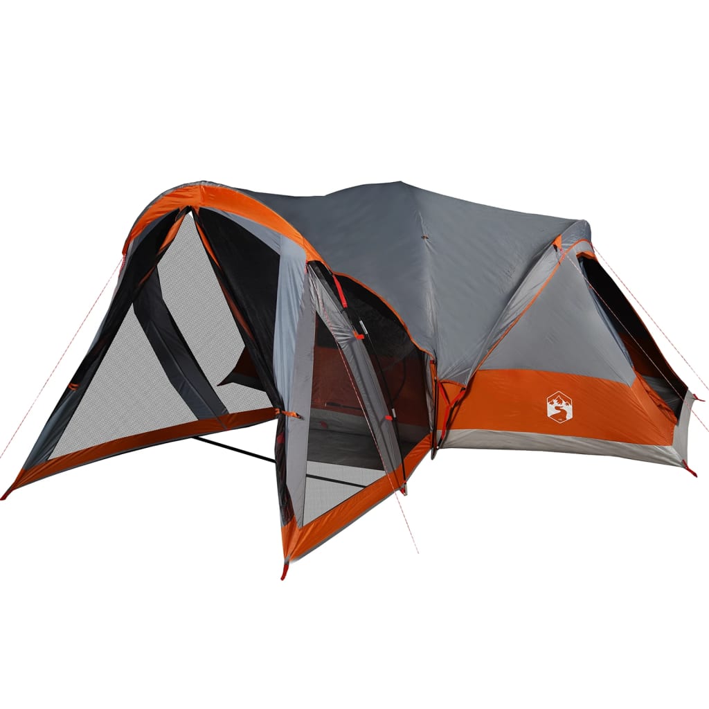 Family Tent Tipi 8-Person Grey and Orange Waterproof