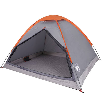 Camping Tent Dome 2-Person Grey and Orange Waterproof