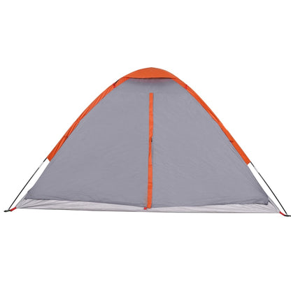 Camping Tent Dome 4-Person Grey and Orange Waterproof