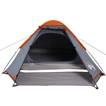 Camping Tent Dome 4-Person Grey and Orange Waterproof