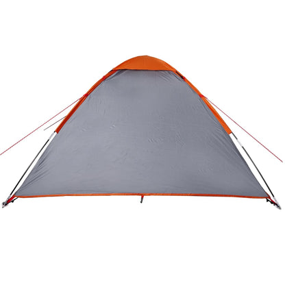 Camping Tent Dome 4-Person Grey and Orange Waterproof