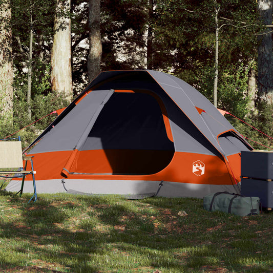 Camping Tent Dome 2-Person Grey and Orange Waterproof