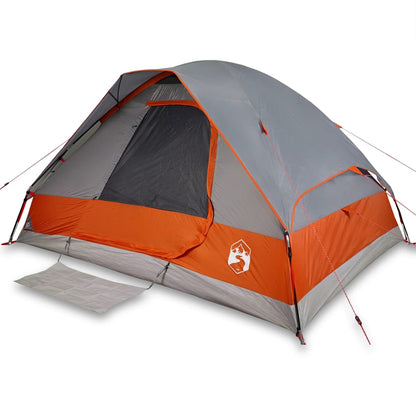 Camping Tent Dome 4-Person Grey and Orange Waterproof