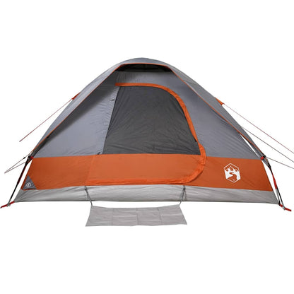 Camping Tent Dome 4-Person Grey and Orange Waterproof