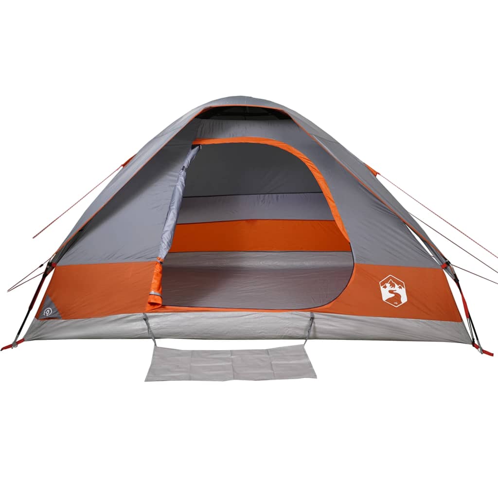 Camping Tent Dome 4-Person Grey and Orange Waterproof