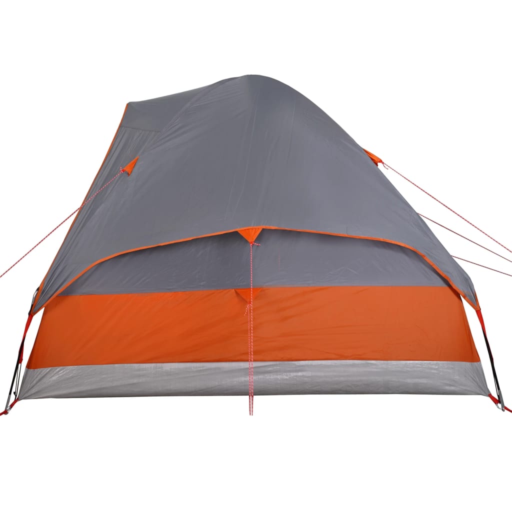 Camping Tent Dome 4-Person Grey and Orange Waterproof