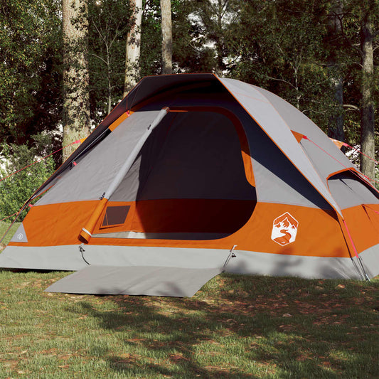 Camping Tent Dome 4-Person Grey and Orange Waterproof