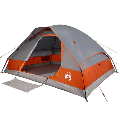 Family Tent Dome 6-Person Grey and Orange Waterproof