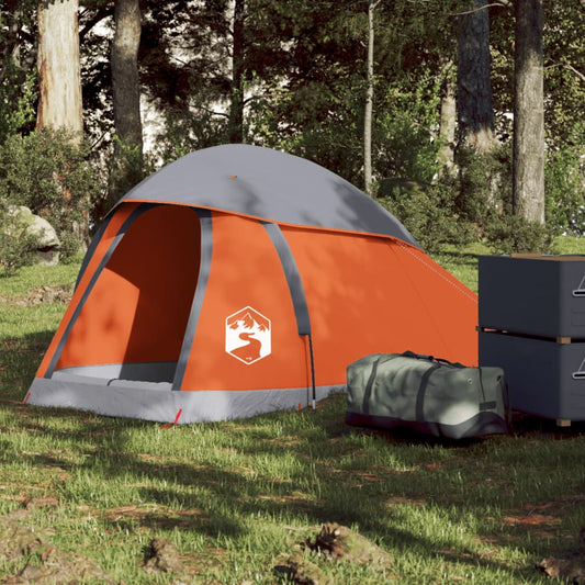 Camping Tent Dome 1-Person Grey and Orange Waterproof