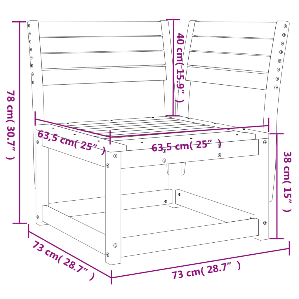 Garden Sofa Corner White 73x73x78 cm Solid Wood Pine