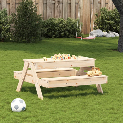 Picnic Table with Sandpit for Kids Solid Wood Pine