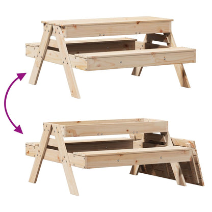 Picnic Table with Sandpit for Kids Solid Wood Pine