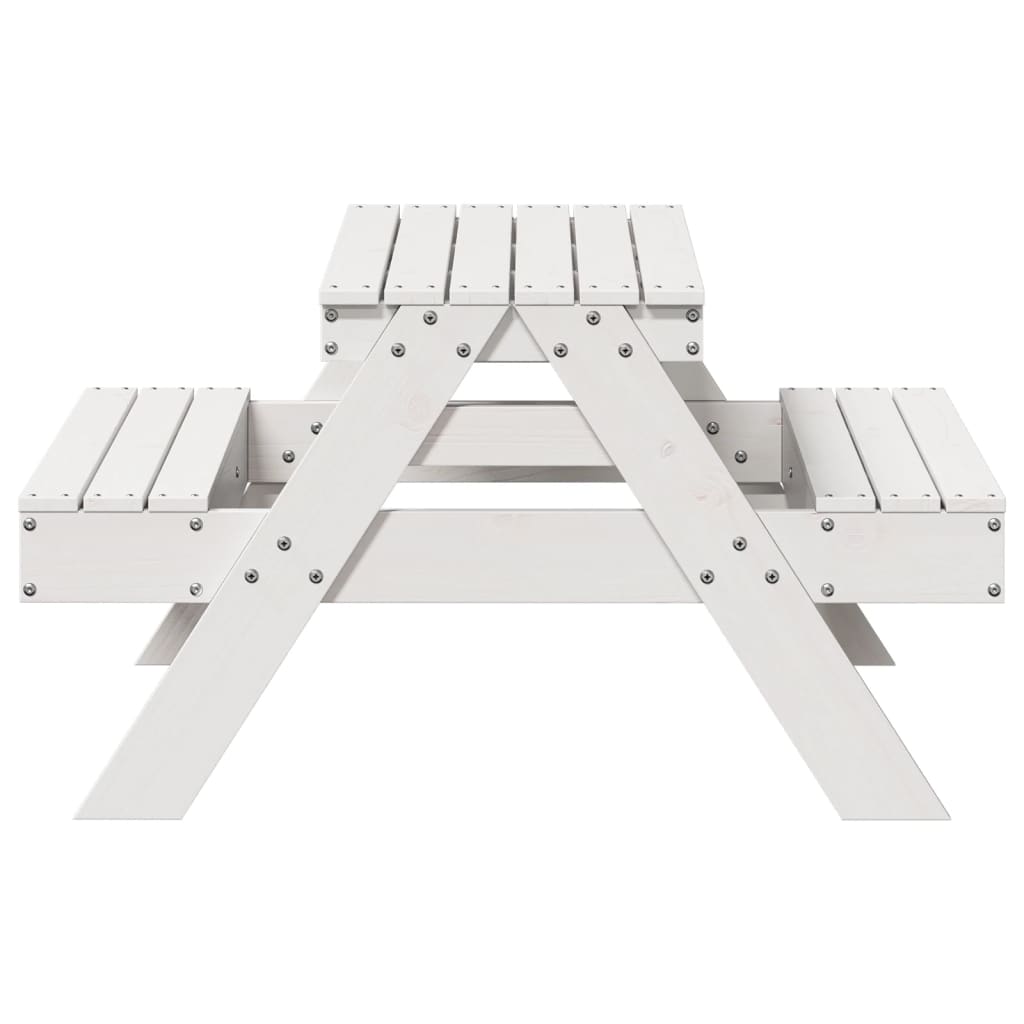 Picnic Table for Kids White 88x97x52 cm Solid Wood Pine