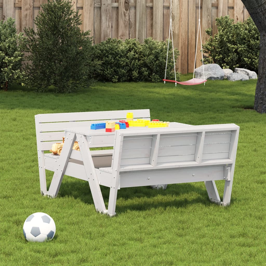 Picnic Table for Kids White 88x122x58 cm Solid Wood Pine