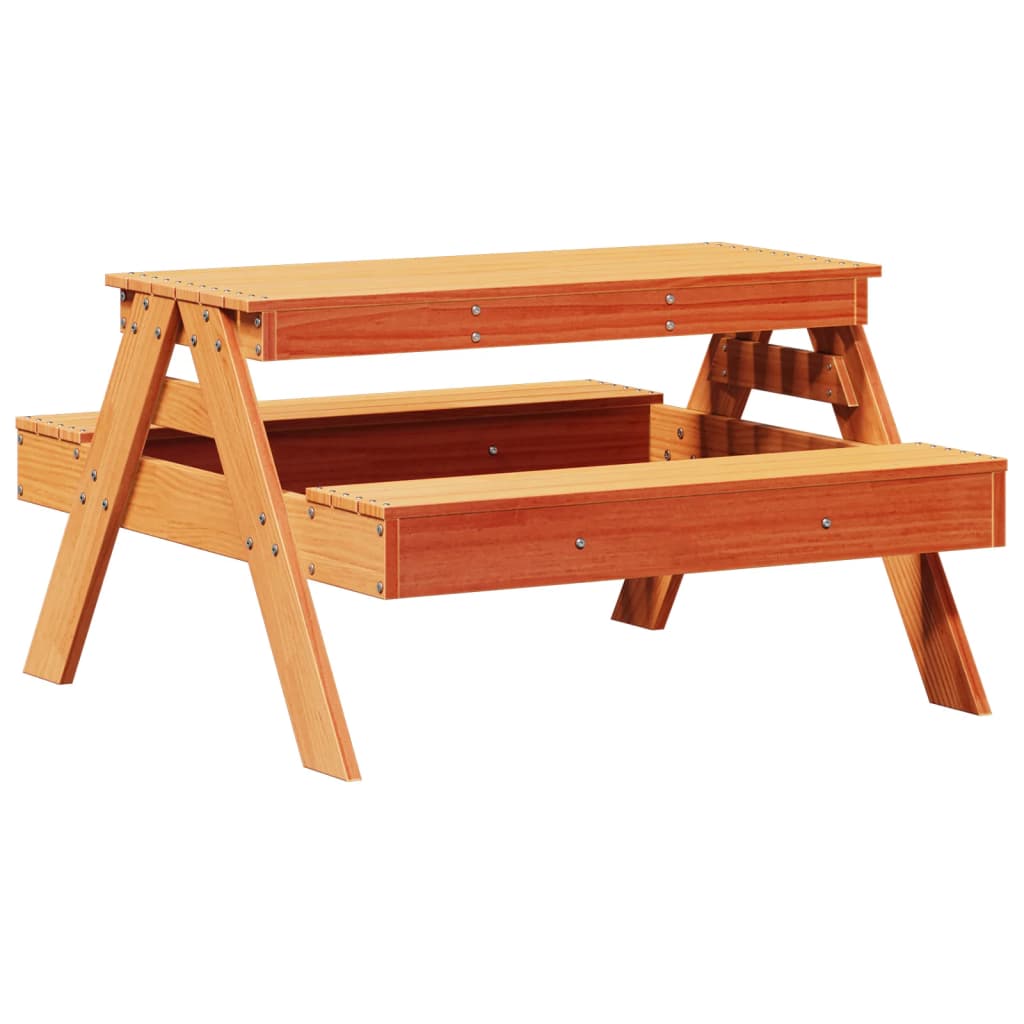 Picnic Table for Kids Wax Brown 88x97x52 cm Solid Wood Pine