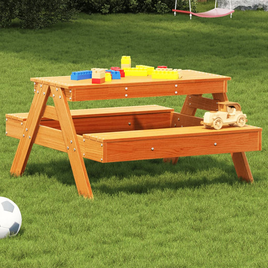 Picnic Table for Kids Wax Brown 88x97x52 cm Solid Wood Pine