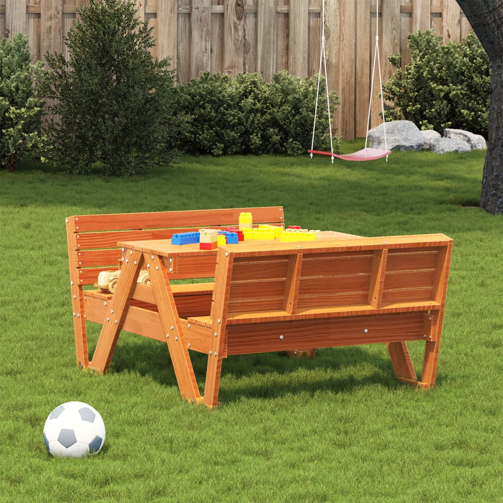 Picnic Table for Kids Wax Brown 88x122x58 cm Solid Wood Pine