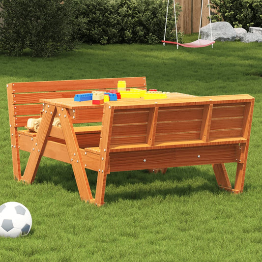 Picnic Table for Kids Wax Brown 88x122x58 cm Solid Wood Pine