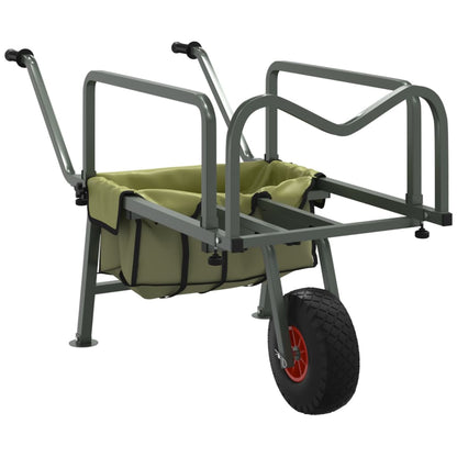 Fishing Trolley Green with Wheel Powder-coated Steel