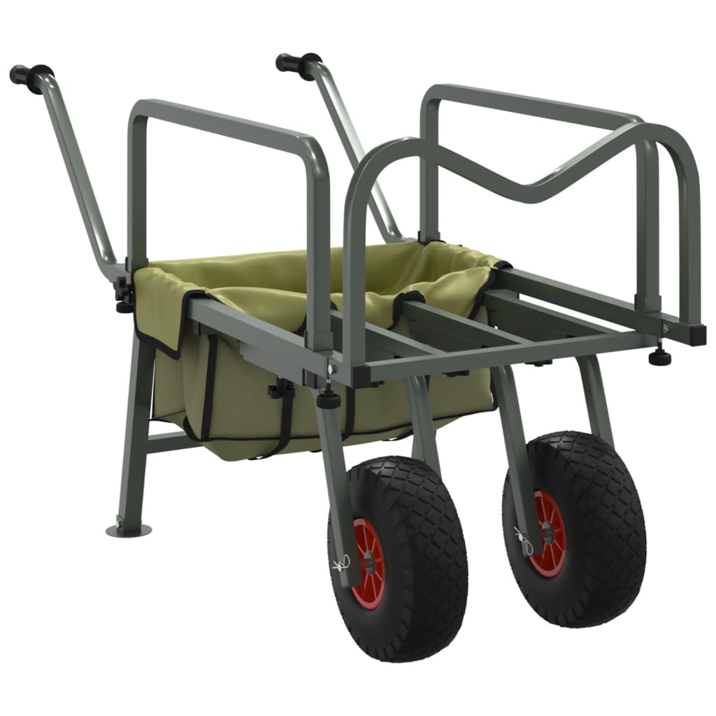 Fishing Trolley Green with 2 Wheels Powder-coated Steel