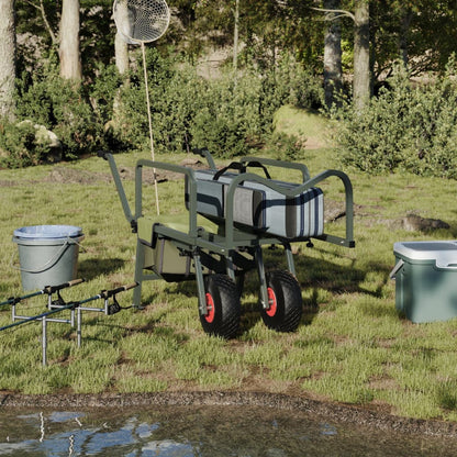 Fishing Trolley Green with 2 Wheels Powder-coated Steel