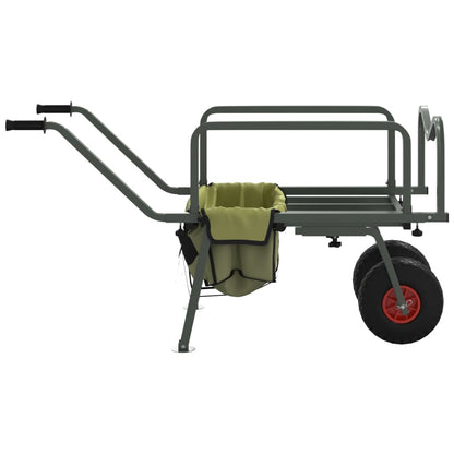 Fishing Trolley Green with 2 Wheels Powder-coated Steel