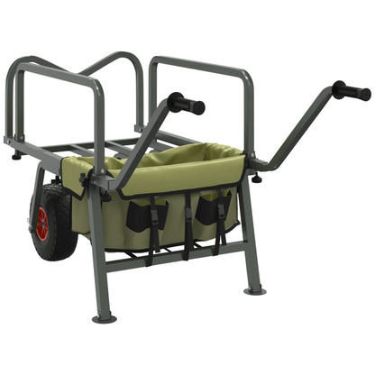 Fishing Trolley Green with 2 Wheels Powder-coated Steel