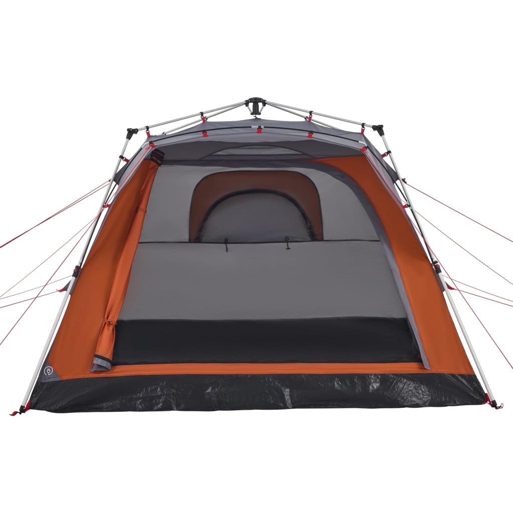 Camping Tent Cabin 4-Person Grey and Orange Quick Release