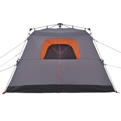 Camping Tent Cabin 4-Person Grey and Orange Quick Release