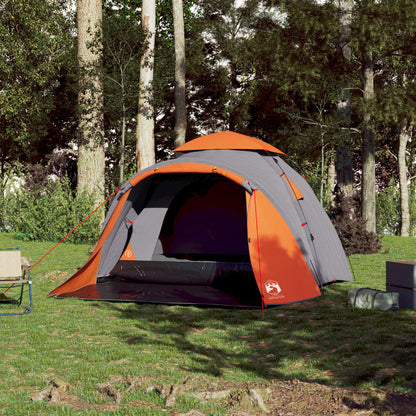 Camping Tent Dome 3-Person Grey and Orange Quick Release