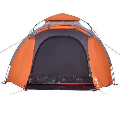 Camping Tent Dome 3-Person Grey and Orange Quick Release