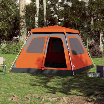 Family Tent Dome 6-Person Grey and Orange Quick Release