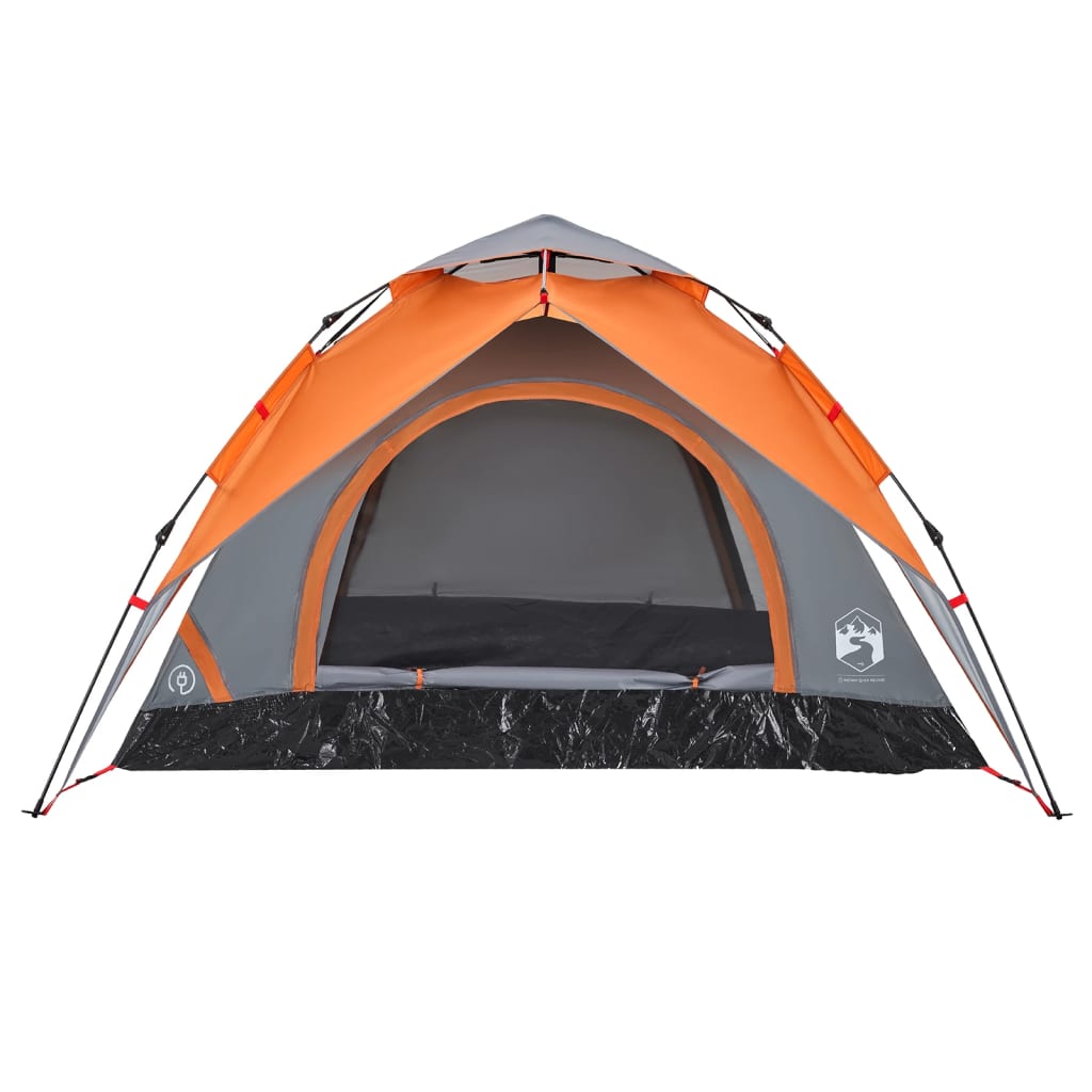 Camping Tent Dome 3-Person Grey and Orange Quick Release