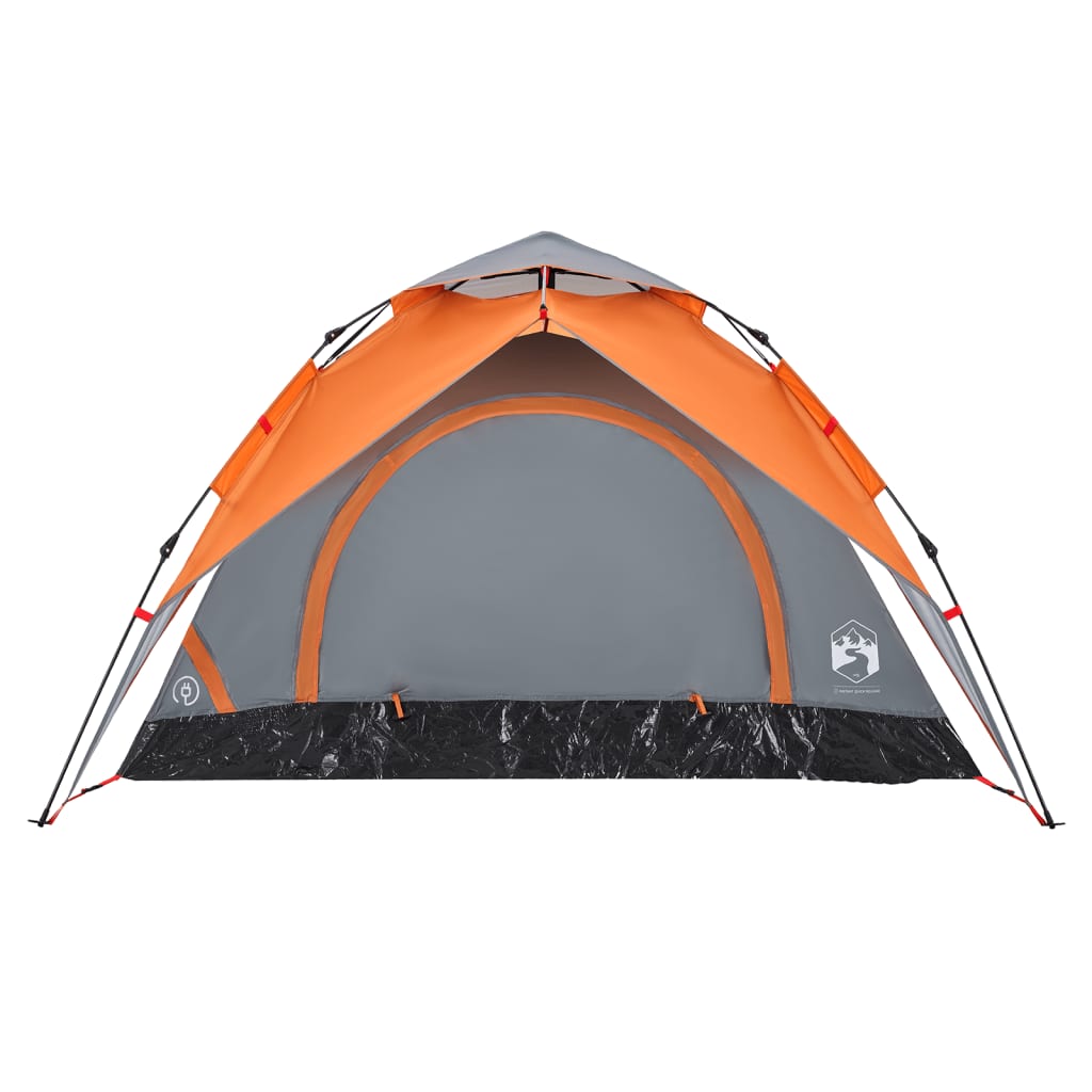 Camping Tent Dome 3-Person Grey and Orange Quick Release