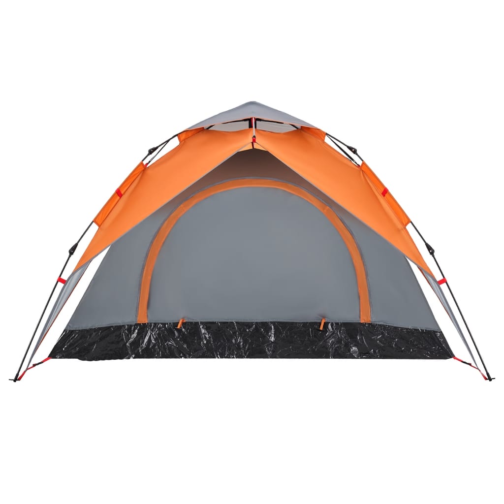 Camping Tent Dome 3-Person Grey and Orange Quick Release