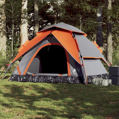 Camping Tent Dome 5-Person Grey and Orange Quick Release