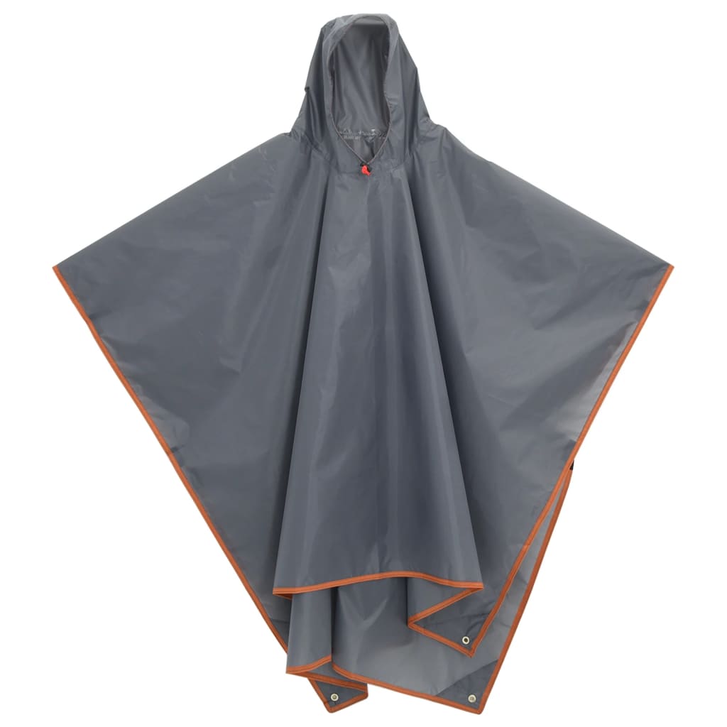 Rain Poncho with Hood 2-in-1 Design Grey and Orange 223x145 cm