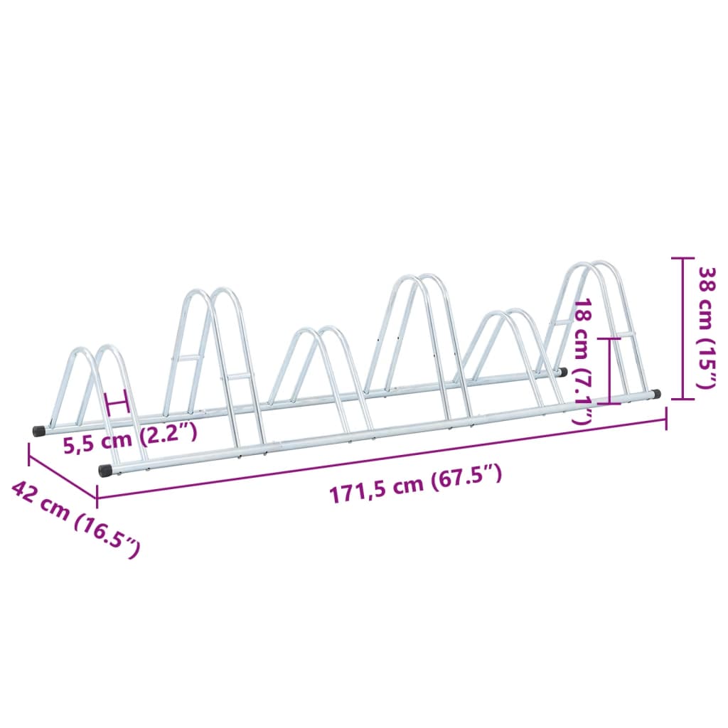 Bicycle Stand for 6 Bikes Floor Freestanding Galvanised Steel