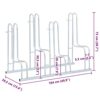 Bicycle Stand for 4 Bikes Floor Freestanding Galvanised Steel