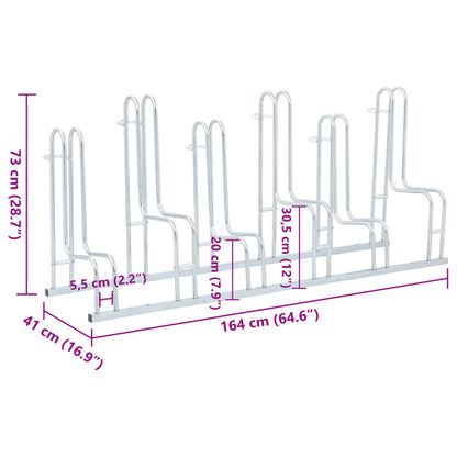 Bicycle Stand for 6 Bikes Floor Freestanding Galvanised Steel