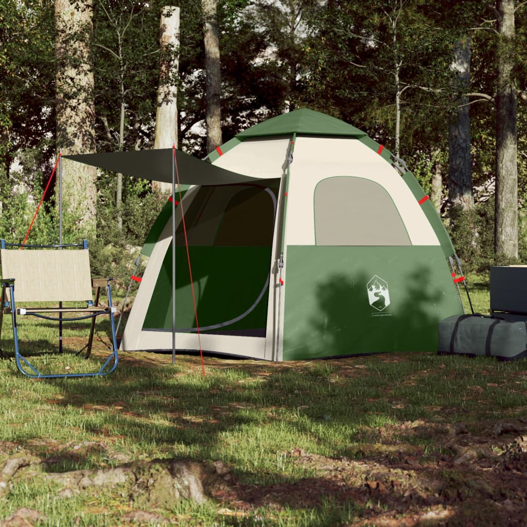 Camping Tent Cabin 4-Person Green Quick Release