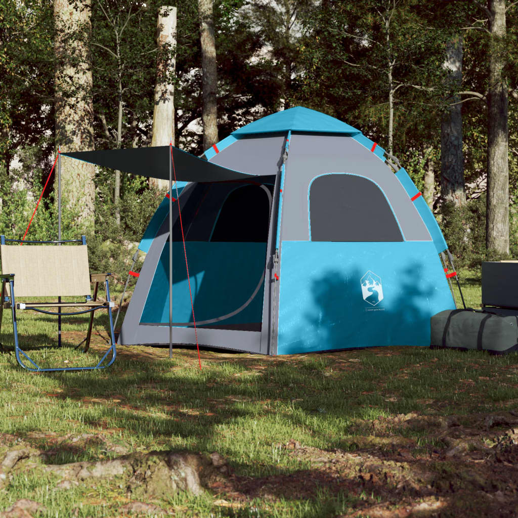 Camping Tent Cabin 4-Person Blue Quick Release