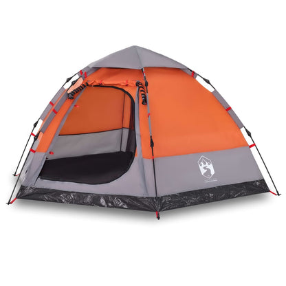 Camping Tent Cabin 4-Person Grey and Orange Quick Release