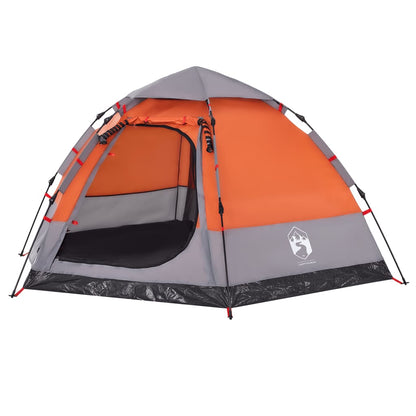 Camping Tent Cabin 4-Person Grey and Orange Quick Release