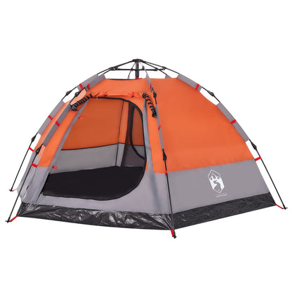 Camping Tent Cabin 4-Person Grey and Orange Quick Release