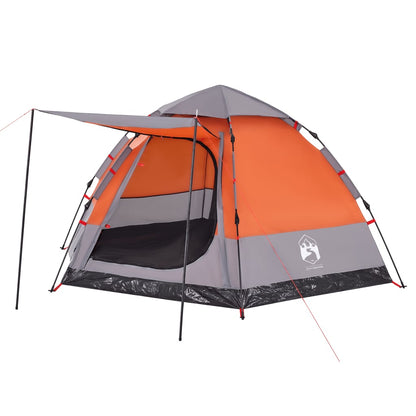 Camping Tent Cabin 4-Person Grey and Orange Quick Release