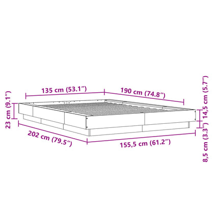 Bed Frame Sonoma Oak 135x190 cm Double Engineered Wood