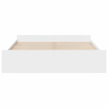 Bed Frame with Drawers White 200x200 cm Engineered Wood