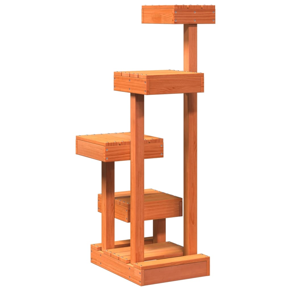 Cat Tree Wax Brown 45.5x49x103 cm Solid Wood Pine